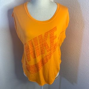 Nike Orange Swoop Neck Cap Sleeved Tee Shirt